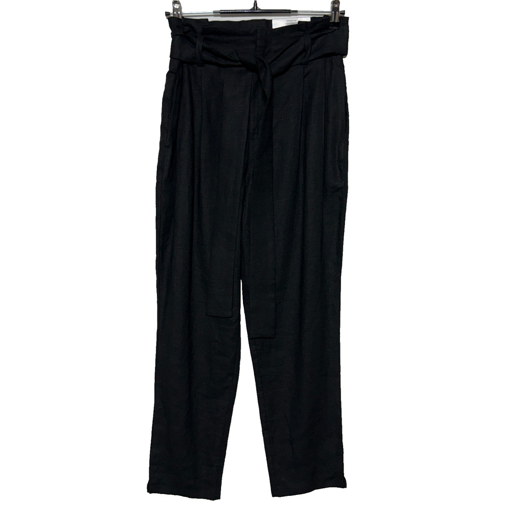 ON 34th Pants Womens 6 Black Cropped Measures 28x26 Paperbag Dress Casual‎ NWT